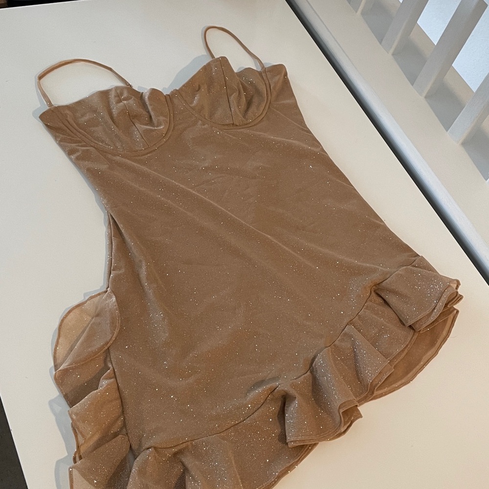 NWT Babyboo Fashion Dixie Mini Dress Gold Sparkle Size XXL - Picture 3 of 11